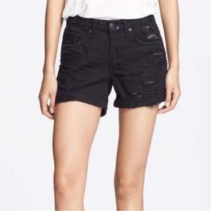 Rag & Bone Distressed Dark Jean Shorts